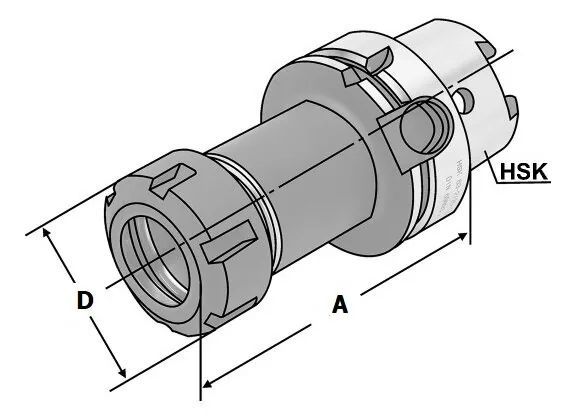 HSK63A-ER32-100 цанговый патрон для цанг ER по DIN 6499 (ISO 15488)