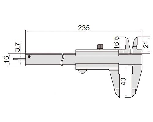 1239-1502 INSIZE Штангенциркуль нониусный для левшей ШЦ-1 0-150 мм, 0.02 мм, губки 40 мм